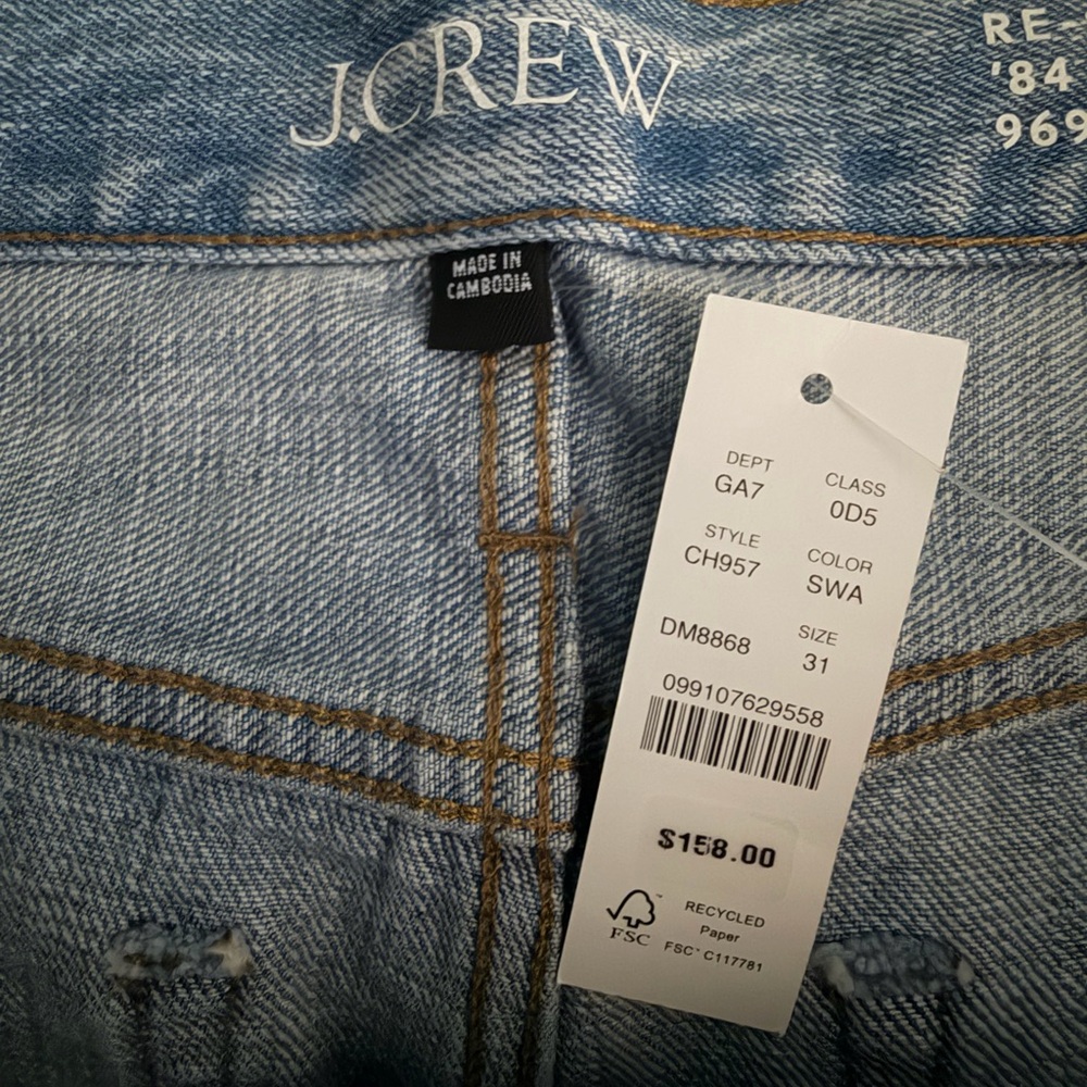 J.Crew Lower-rise distressed wide-leg jean ripped distressed size 31 New - Picture 7 of 8